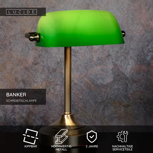 Lucide BANKER - Schreibtischlampe - 1xE14 - Bronzefarbe - USP